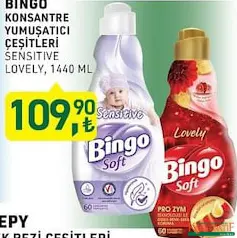 BİNGO KONSANTRE YUMUŞATICI ÇEŞİTLERİ 1440 ML BİNGO KONSANTRE YUMUŞATICI ÇEŞİTLERİ 1440 ML